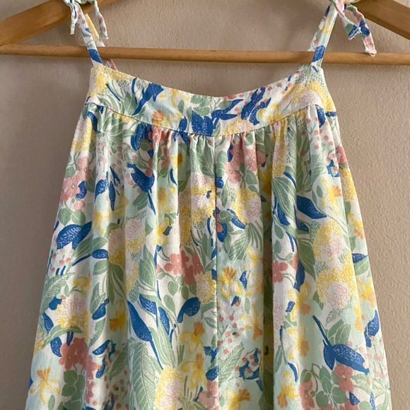 Nordstrom Girl's Linen Blend Wide Leg Floral Overalls Pockets Tie Straps Size 8 - Picture 3 of 13